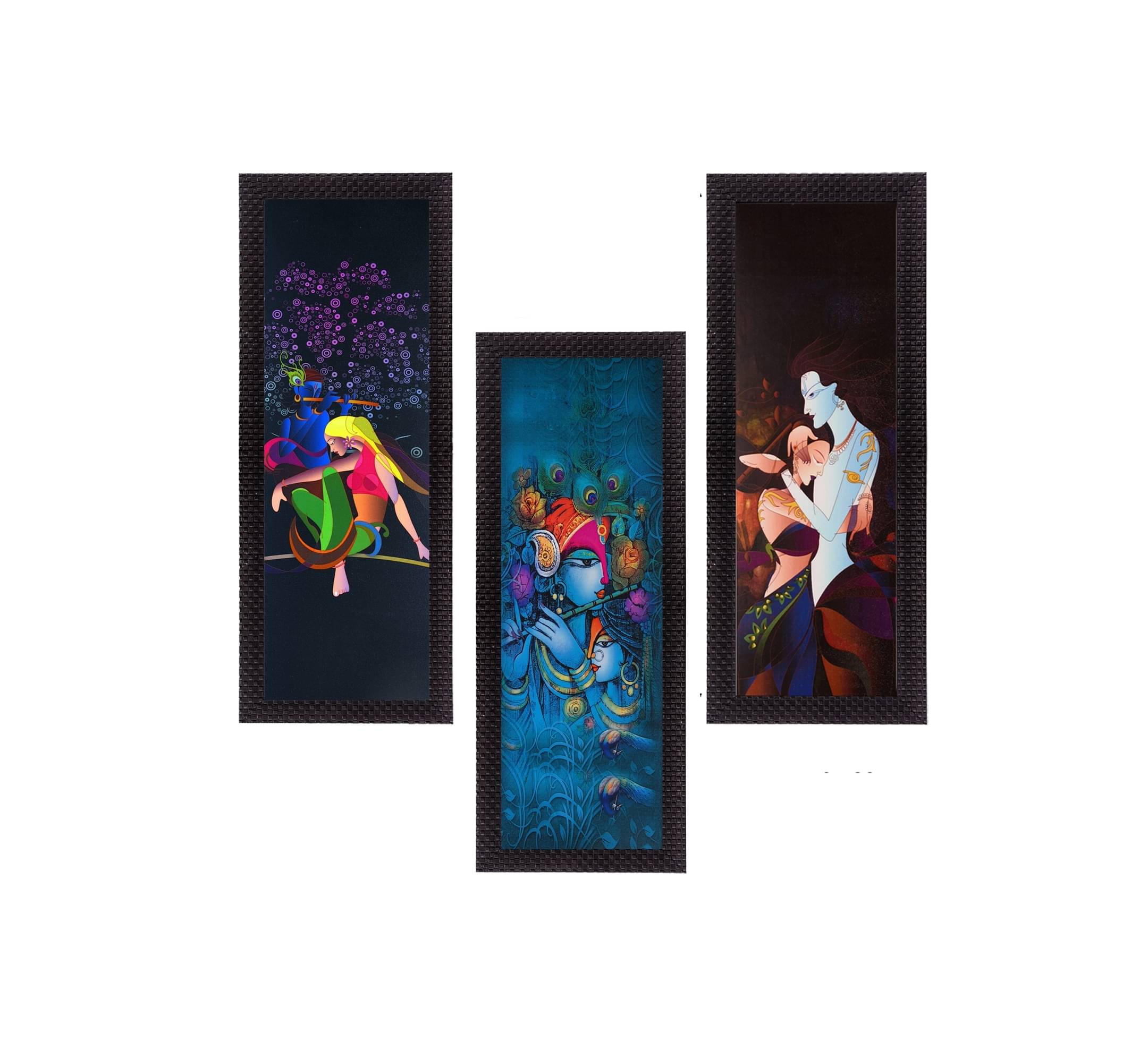 eCraftIndia Set of 3 Blue & Black Radha Krishna Satin Matt Textured UV Wall Arts eCraftIndia Set of 3 Blue & Black Radha Krishna Satin Matt Textured UV Wall Arts