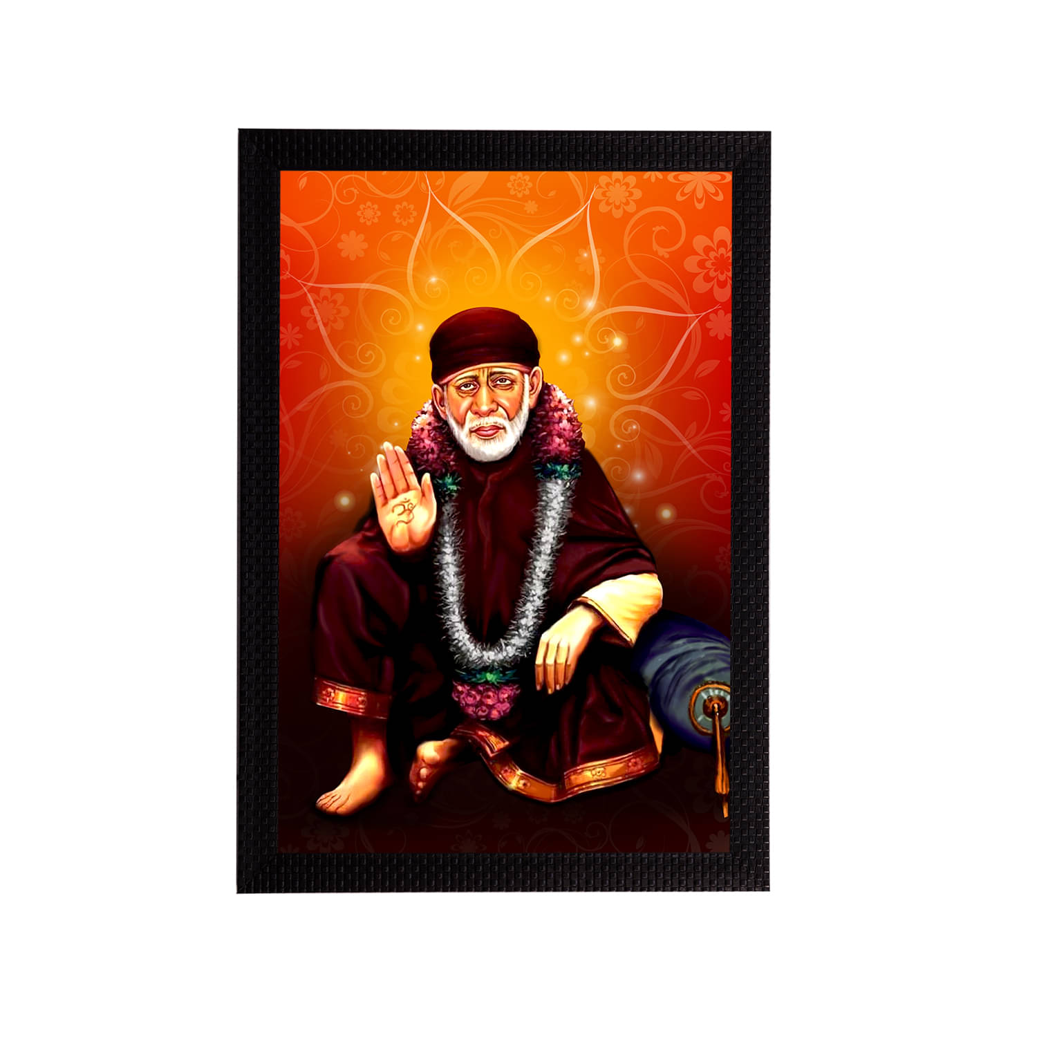 eCraftIndia Orange & Maron Red Sai Baba Satin Matt Texture UV Wall Painting     			eCraftIndia Orange & Maron Red Sai Baba Satin Matt Texture UV Wall Painting