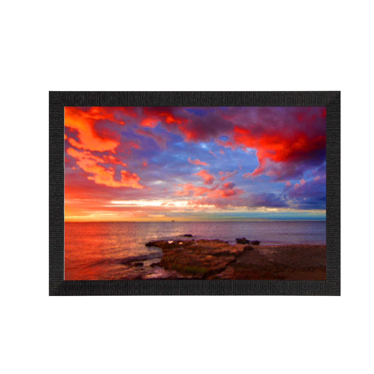 eCraftIndia Red & Blue Sky & Beach View Satin Matte Texture UV Wall Painting eCraftIndia Red & Blue Sky & Beach View Satin Matte Texture UV Wall Painting
