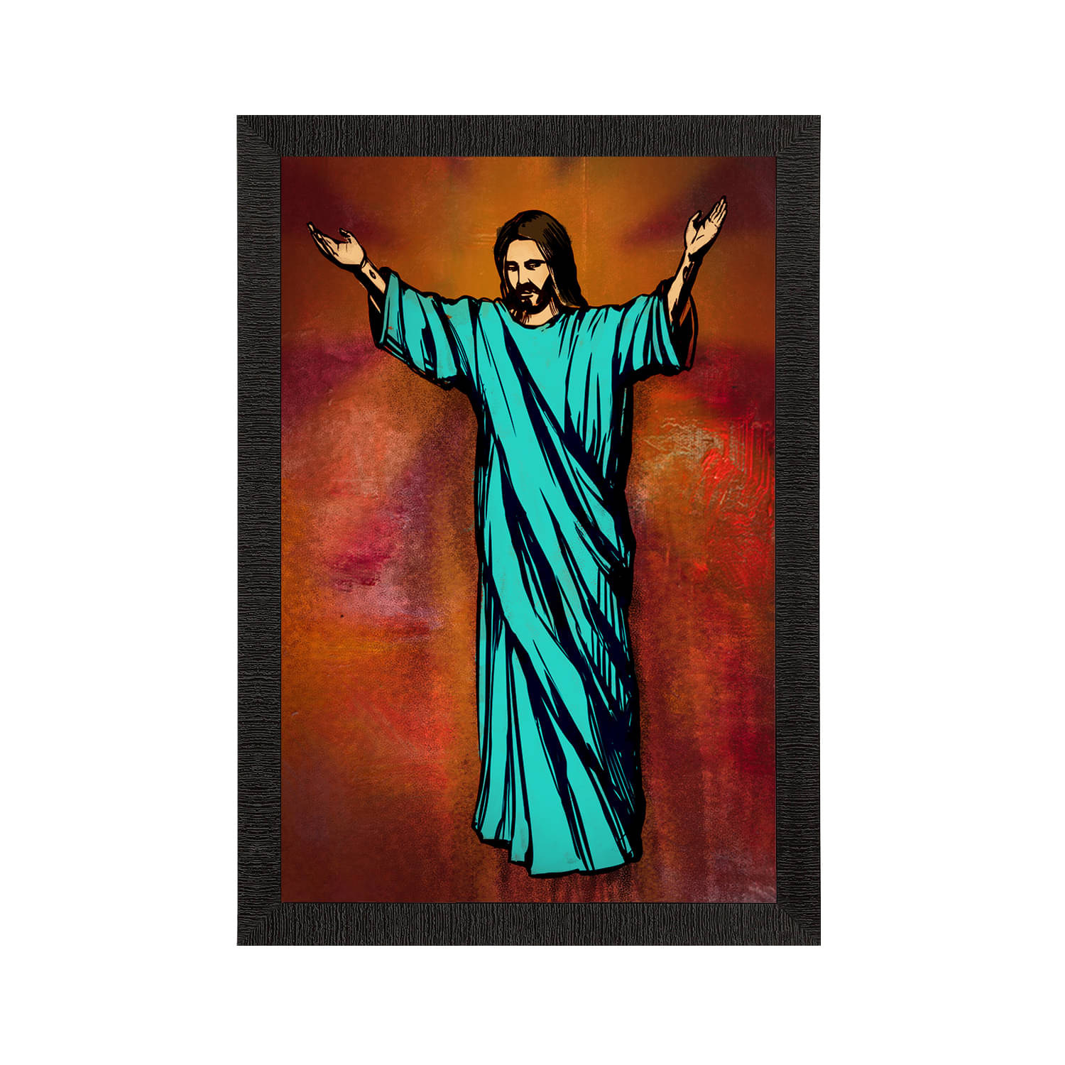 eCraftIndia Orange & Blue Jesus Christ Satin Matt Texture UV Wall Art eCraftIndia Orange & Blue Jesus Christ Satin Matt Texture UV Wall Art
