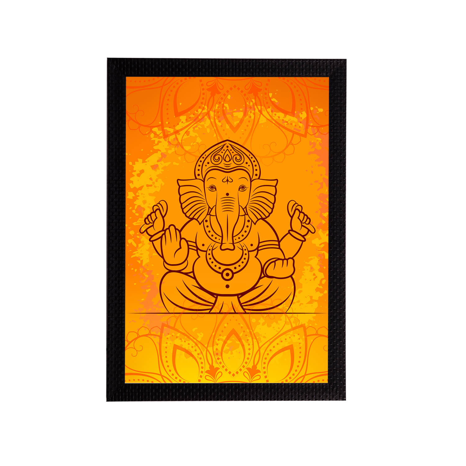     			eCraftIndia Mustard Yellow & Orange Lord Ganesha Satin Matt Textured UV Wall Art