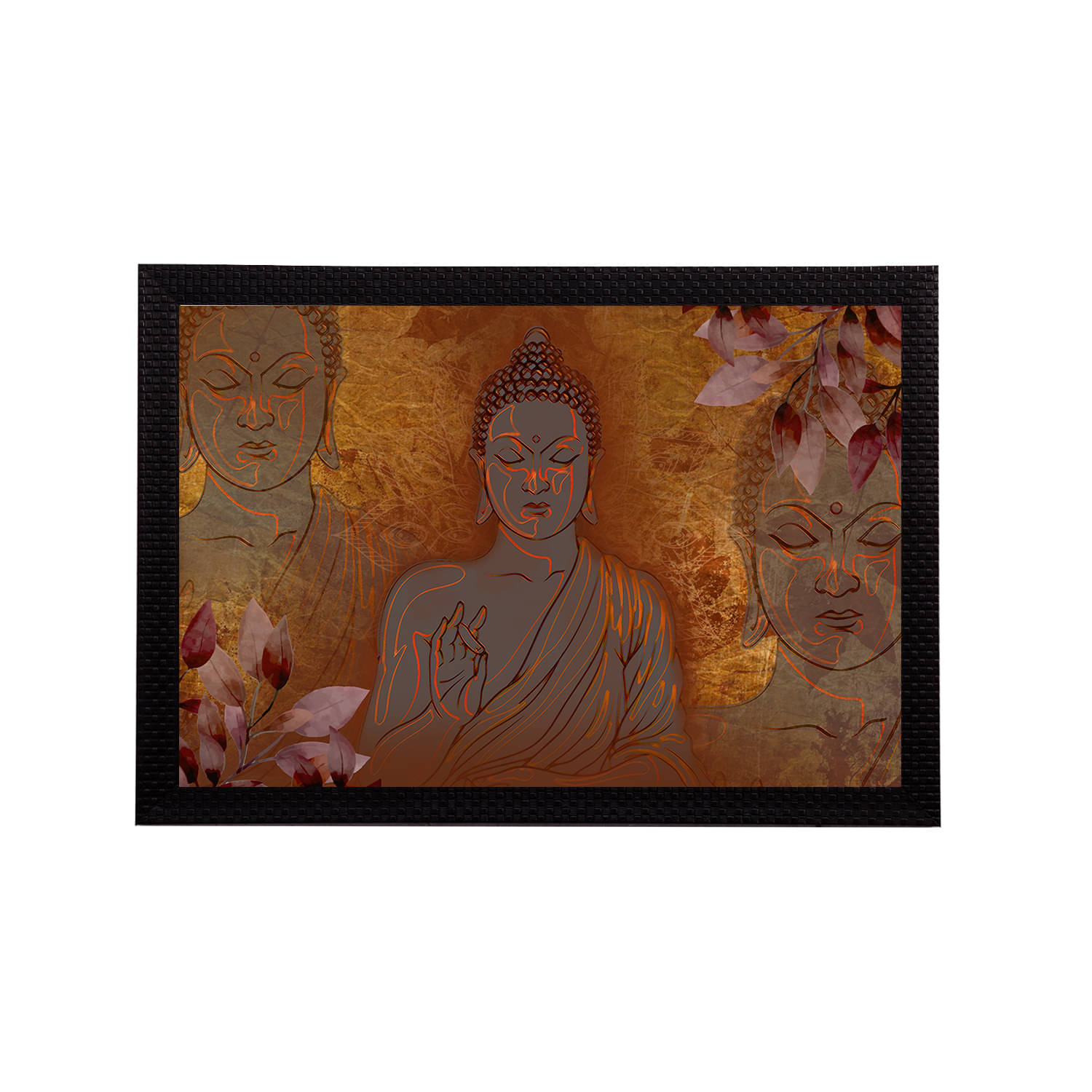     			eCraftIndia Brown & Grey Meditating Lord Buddha Satin Matt Textured UV Wall Painting