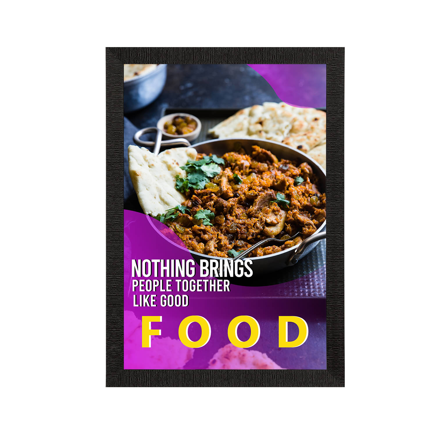     			eCraftIndia Purple & Brown Food Quote Satin Matte Texture UV Wall Painting