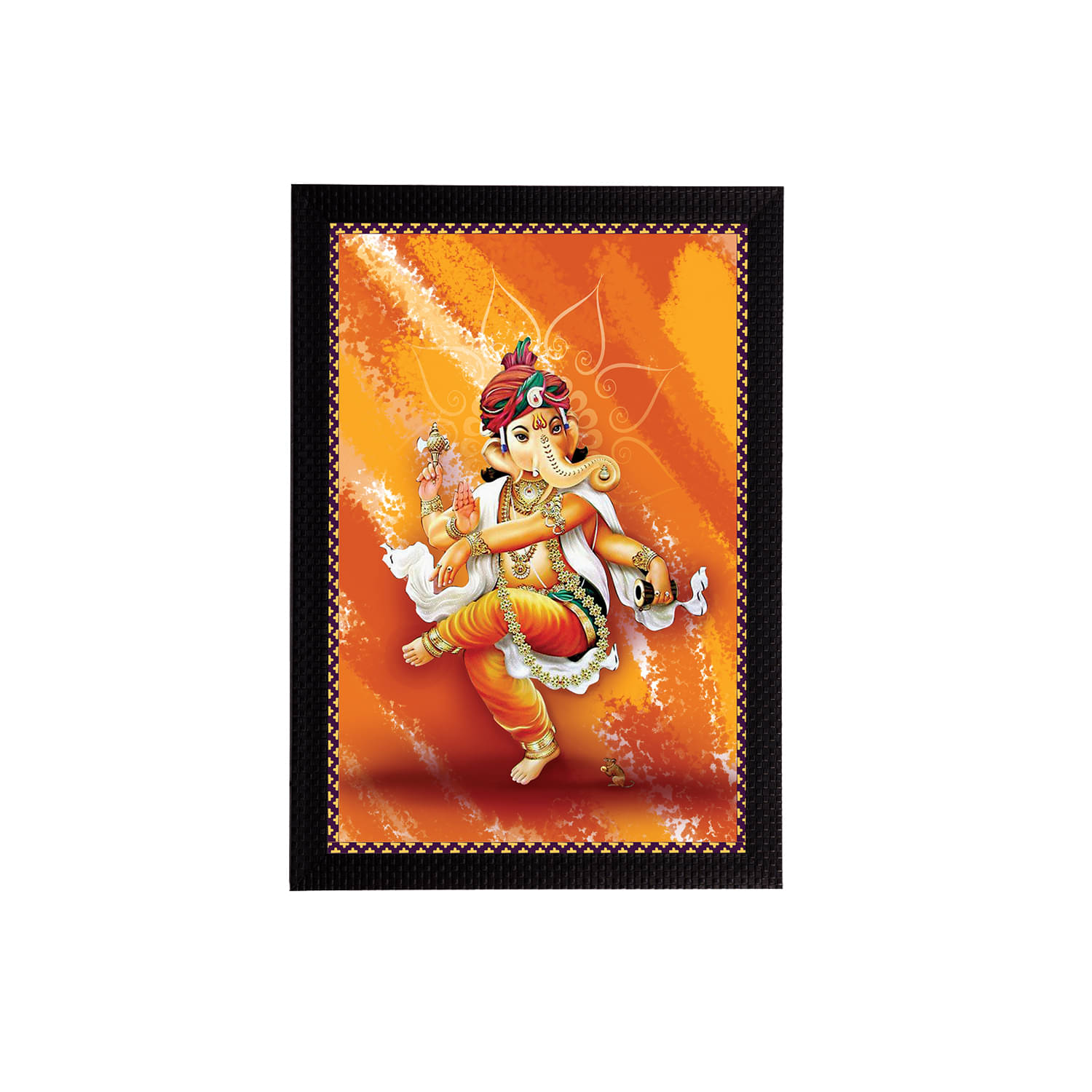 eCraftIndia Orange Lord Ganesha Satin Matt Texture Framed UV Wall Art Painting eCraftIndia Orange Lord Ganesha Satin Matt Texture Framed UV Wall Art Painting