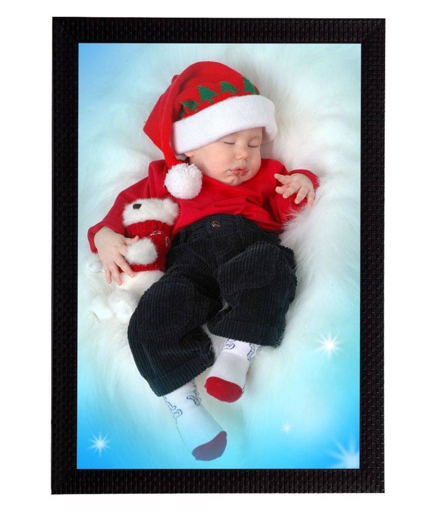     			eCraftIndia Blue & Red Satin Matt Texture Baby Portrait UV Wall Art