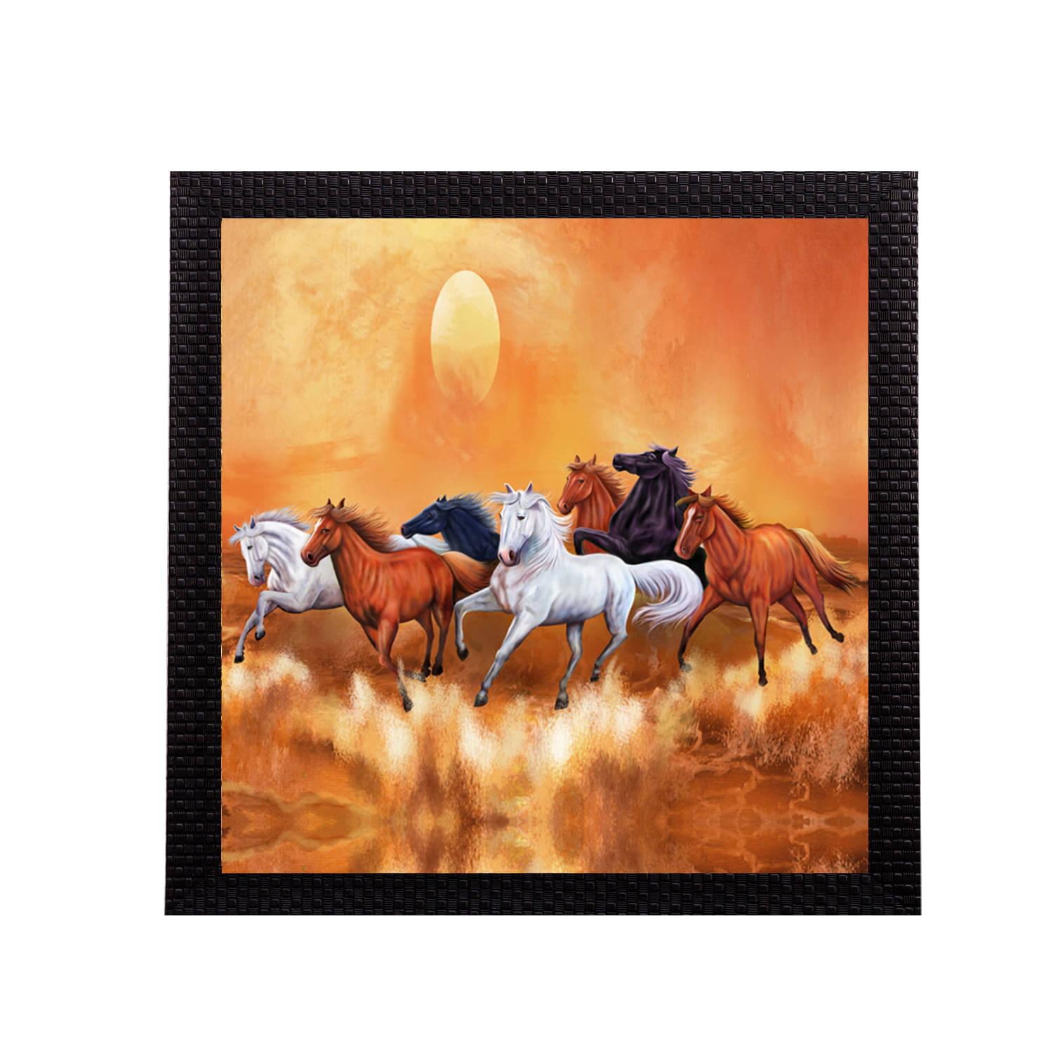 eCraftIndia Multicoloured 7 Running Lucky Horses UV Wall Art eCraftIndia Multicoloured 7 Running Lucky Horses UV Wall Art