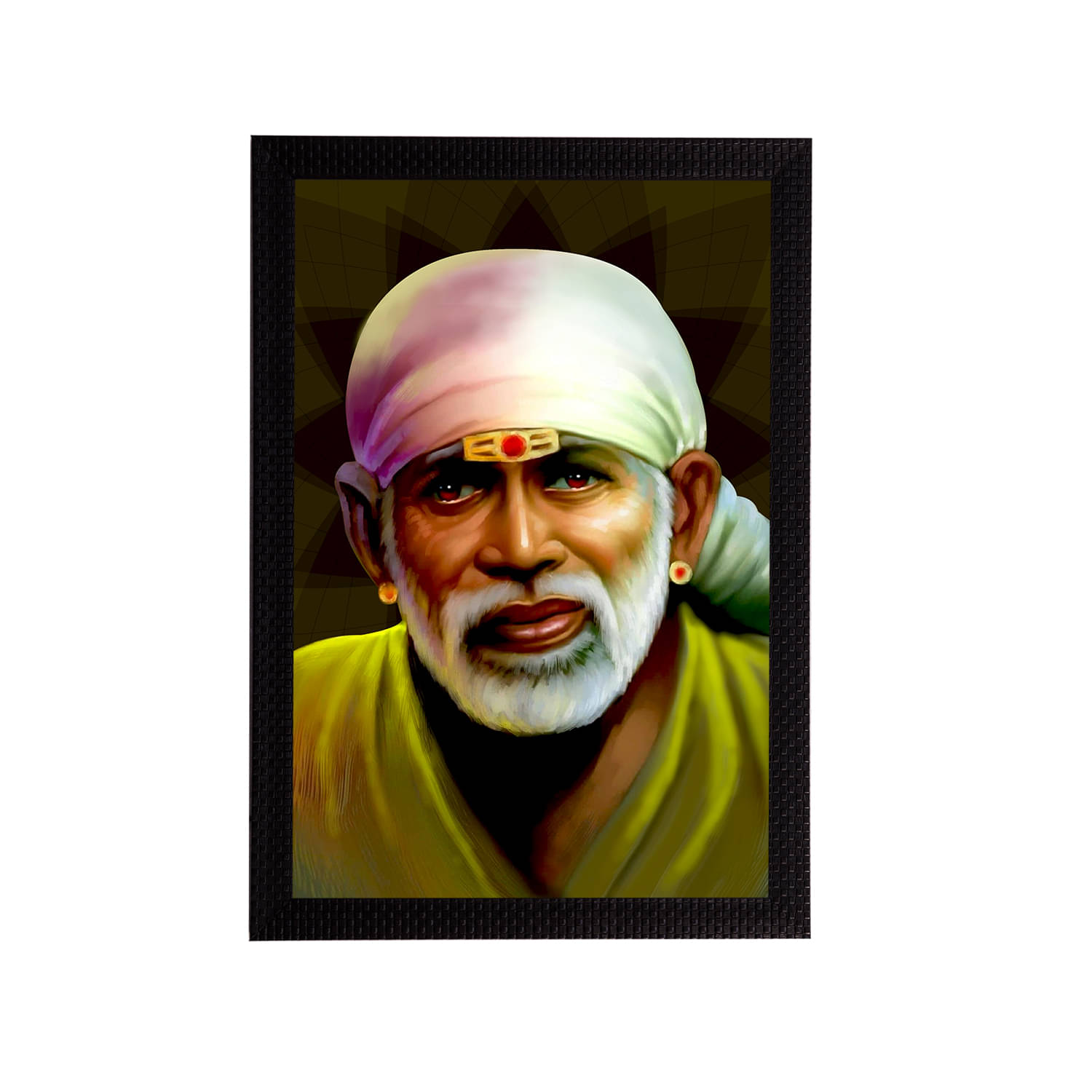eCraftIndia Green & Pink Sai Baba Satin Matt Texture Framed UV Wall Art Painting     			eCraftIndia Green & Pink Sai Baba Satin Matt Texture Framed UV Wall Art Painting