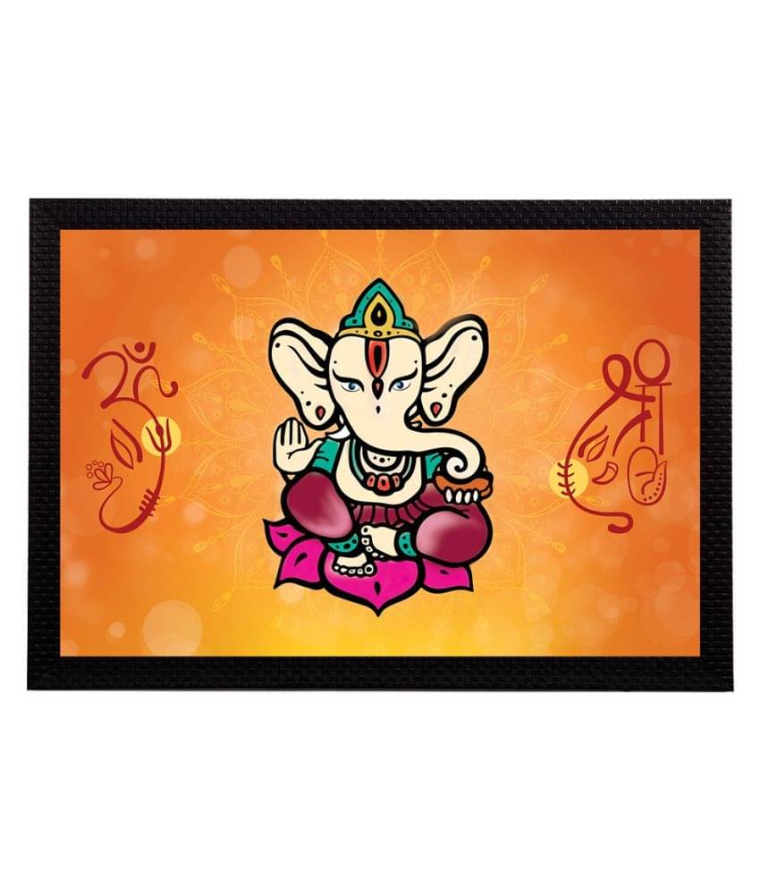 eCraftIndia Orange & Pink Lord Ganesha Satin Matt Texture Framed UV Wall Art Painting eCraftIndia Orange & Pink Lord Ganesha Satin Matt Texture Framed UV Wall Art Painting