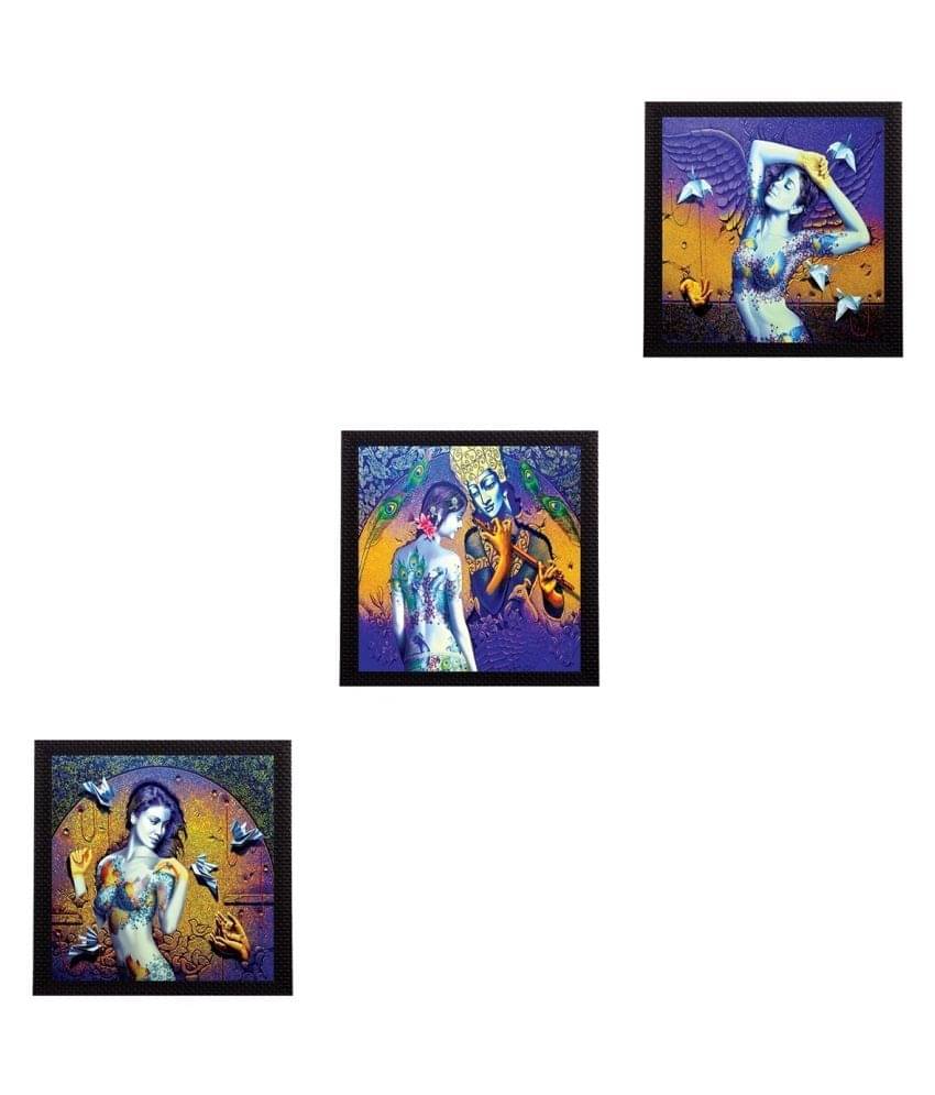 eCraftIndia Set of 3 Abstract Lady Satin Matt Texture UV Art Painting eCraftIndia Set of 3 Abstract Lady Satin Matt Texture UV Art Painting