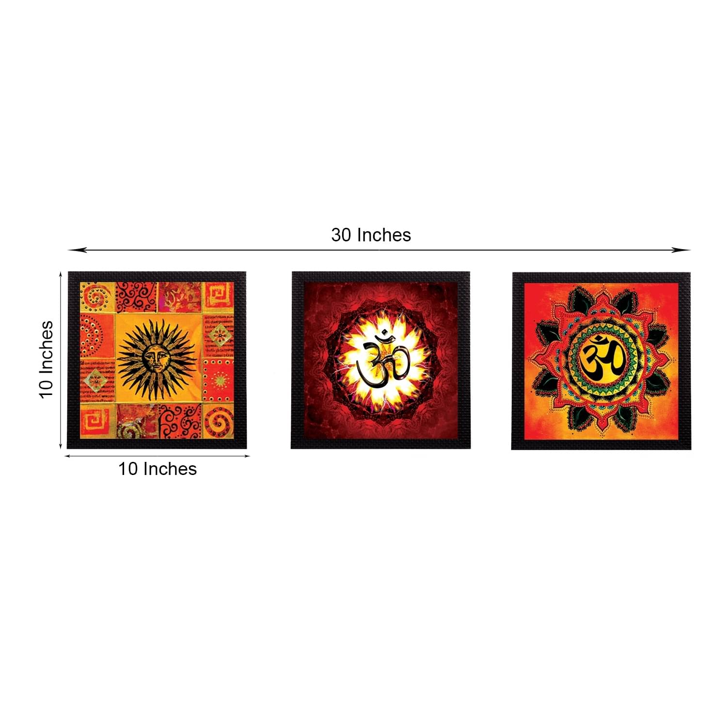     			eCraftIndia Set of 3 Om and Sun Satin Matt Texture UV Art Painting