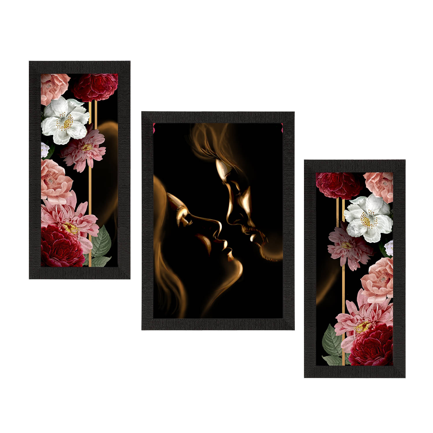 eCraftIndia Set of 3 Brown & Black Love Theme Satin Matt Texture UV Art Painting eCraftIndia Set of 3 Brown & Black Love Theme Satin Matt Texture UV Art Painting