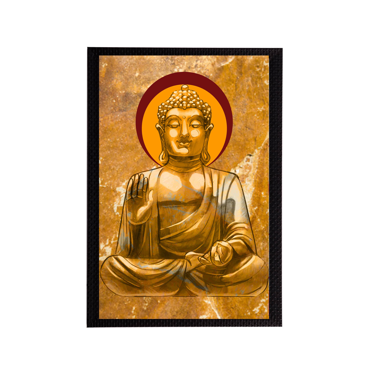 eCraftIndia Gold-Toned Meditating Lord Buddha Satin Matt Textured UV Wall Painting eCraftIndia Gold-Toned Meditating Lord Buddha Satin Matt Textured UV Wall Painting