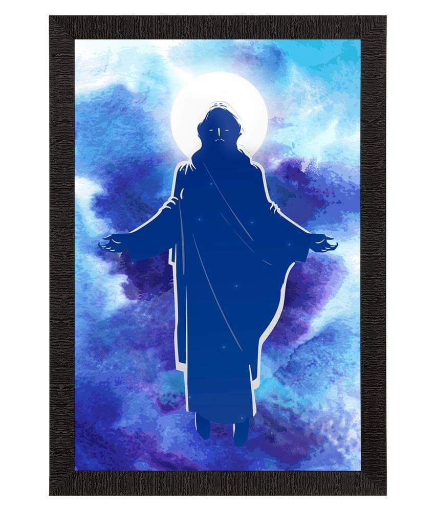    			eCraftIndia Blue & White Jesus Christ Satin Matte Texture UV Wall Painting