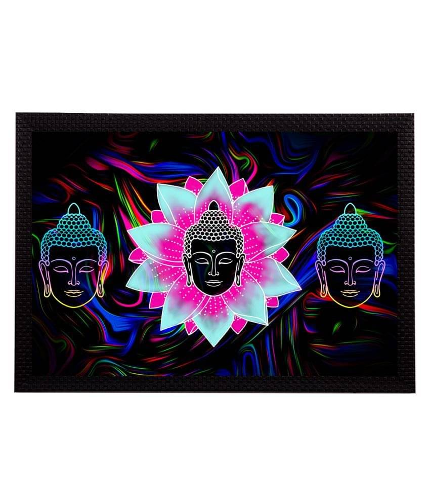     			eCraftIndia Black & Pink Meditating Lord Buddha Satin Matt Texture UV Wall Art