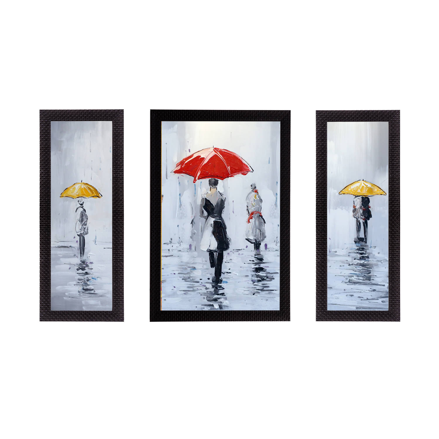 eCraftIndia Set of 3 Multicoloured Beauty Under Rain UV Wall Art eCraftIndia Set of 3 Multicoloured Beauty Under Rain UV Wall Art