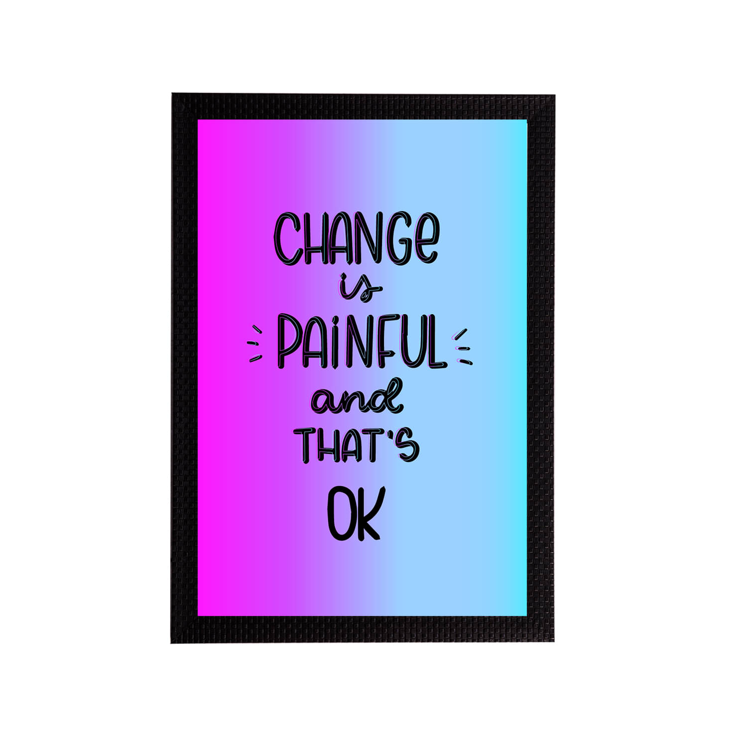     			eCraftIndia Purple & Black "Change Is Painful And That's Ok" Motivational Quote Satin Matt Texture UV Art Painting