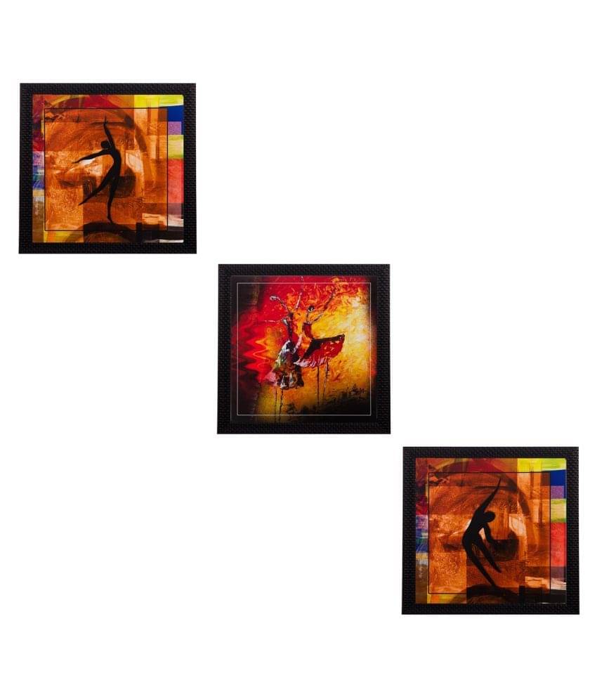     			eCraftIndia Set of 3 Dancing Figures Satin Matt Texture UV Art Painting