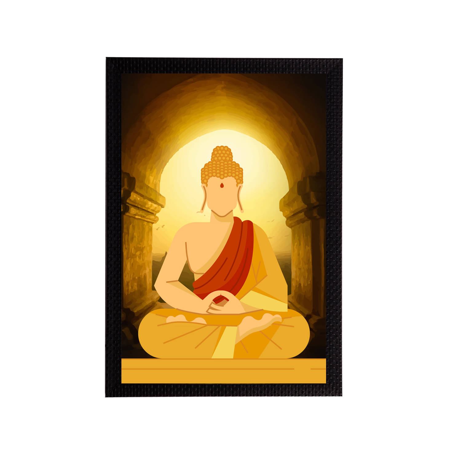 eCraftIndia Black & Yellow Meditating Lord Buddha Satin Matt Texture UV Art Painting eCraftIndia Black & Yellow Meditating Lord Buddha Satin Matt Texture UV Art Painting