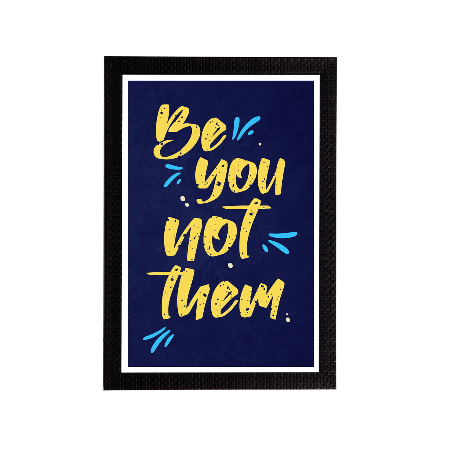     			eCraftIndia Blue & Yellow Motivational Quote Satin Matt Textured UV Art Painting