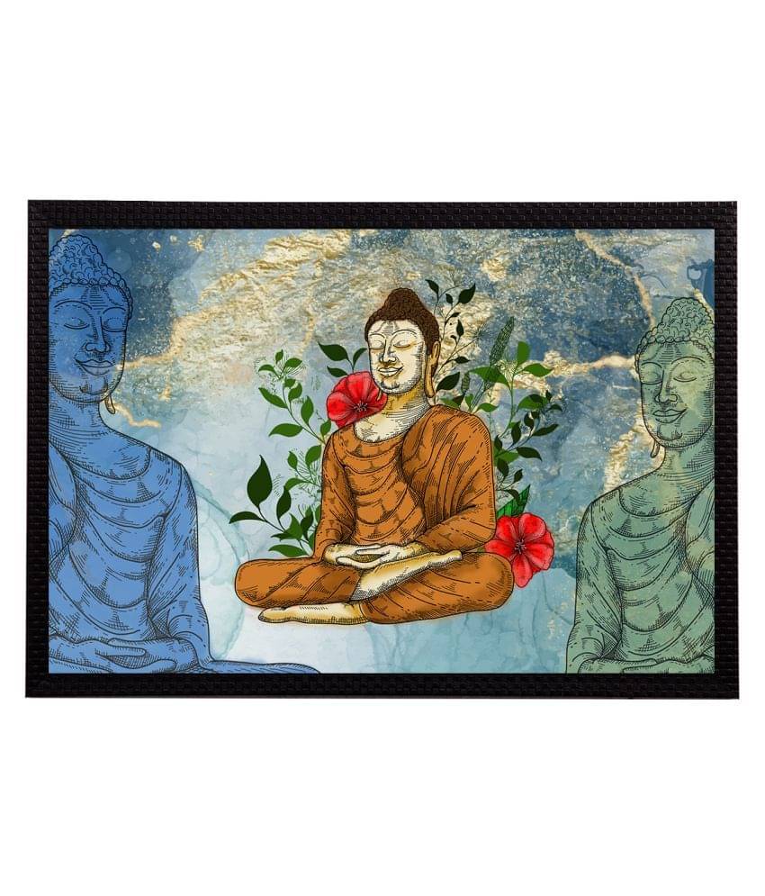     			eCraftIndia Multicoloured Meditating Lord Buddha Satin Matt Texture UV Wall Art