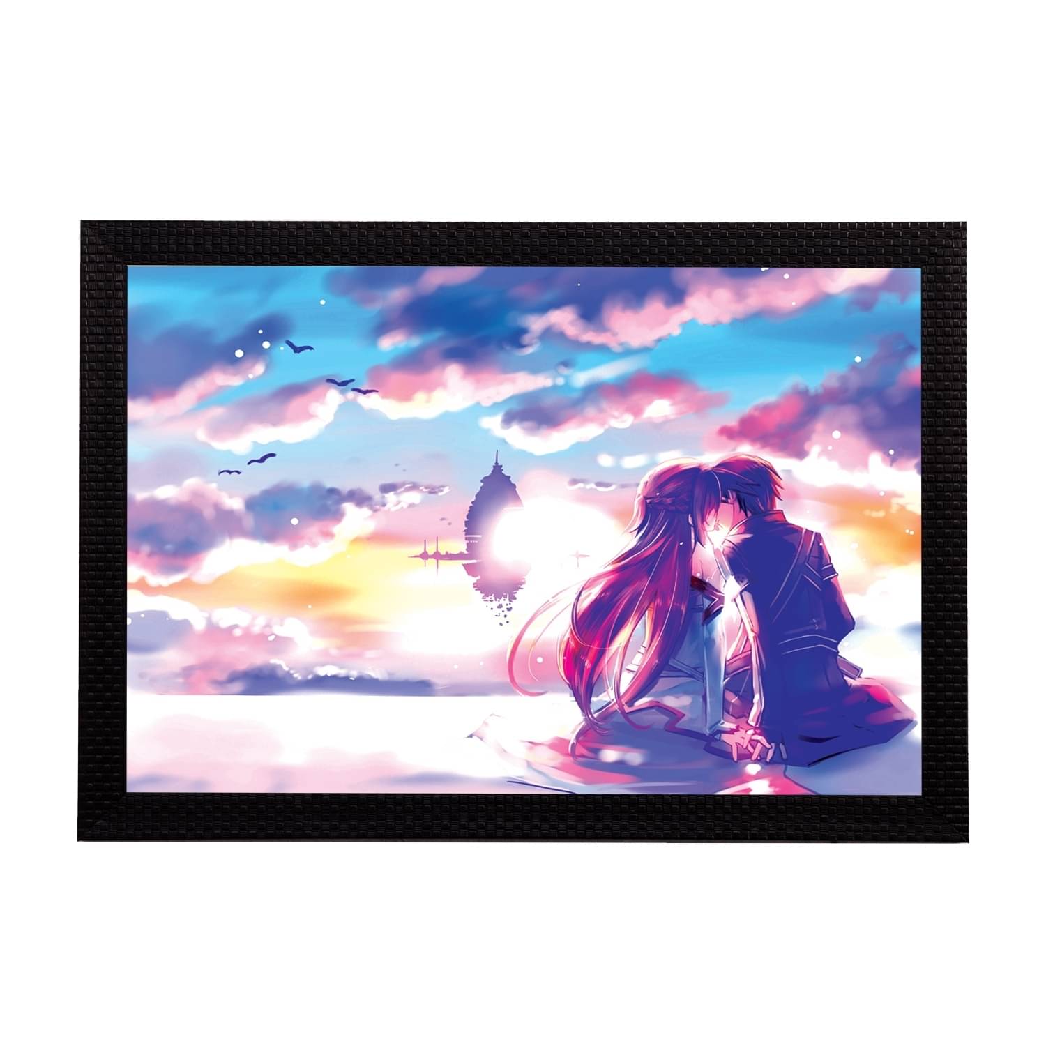     			eCraftIndia Blue & Purple Love Is In The Air UV Wall Art