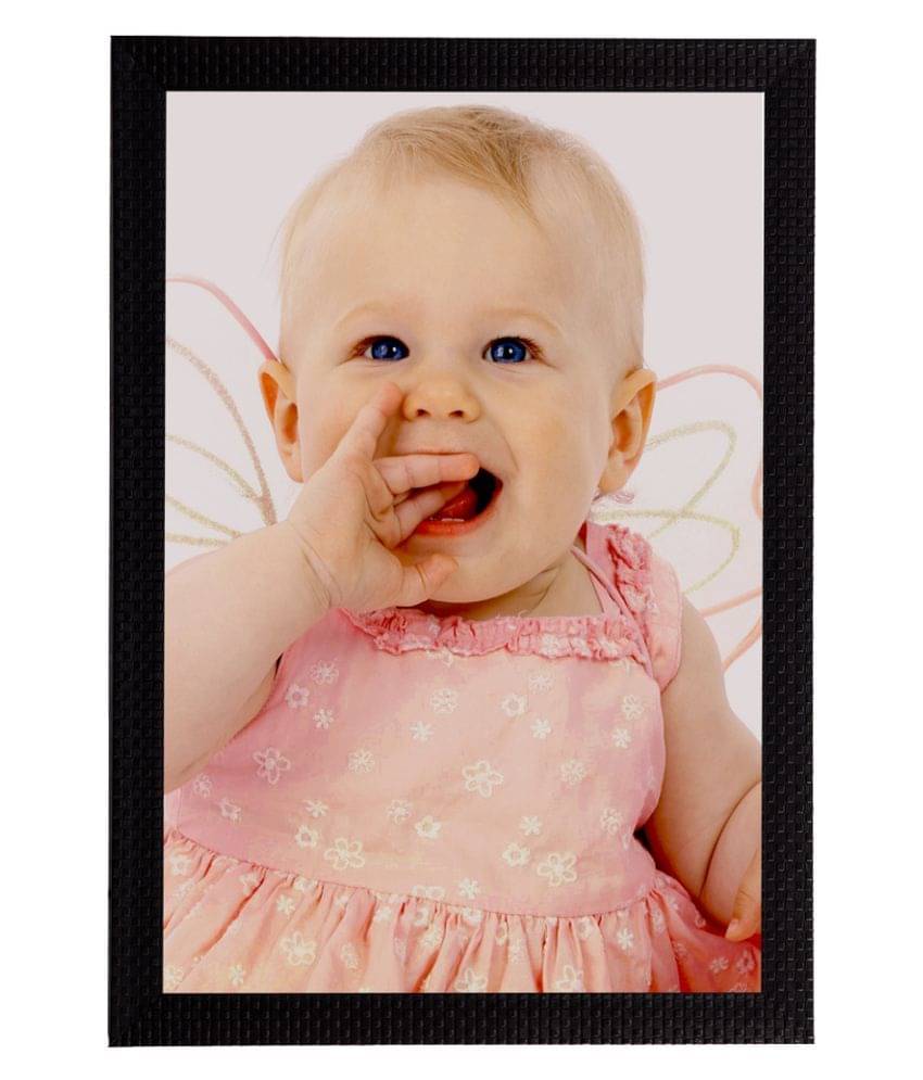     			eCraftIndia Pink & Off-White Cute Baby Satin Matt Textured UV Wall Art