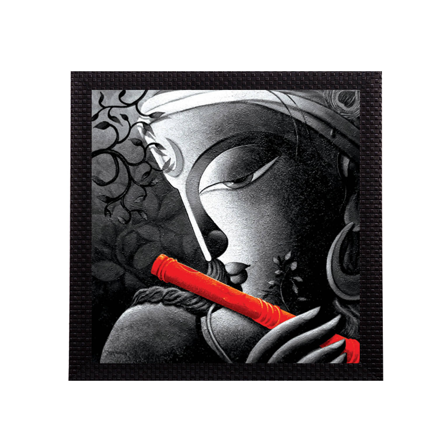 eCraftIndia Black & White Lord Krishna Satin Matt Texture UV Wall Art eCraftIndia Black & White Lord Krishna Satin Matt Texture UV Wall Art