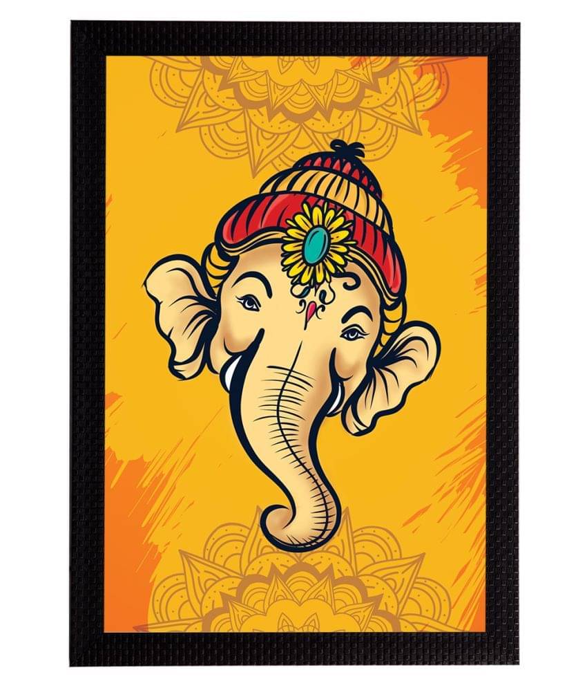 eCraftIndia Yellow & Beige Lord Ganesha Satin Matt Texture UV Art Painting eCraftIndia Yellow & Beige Lord Ganesha Satin Matt Texture UV Art Painting