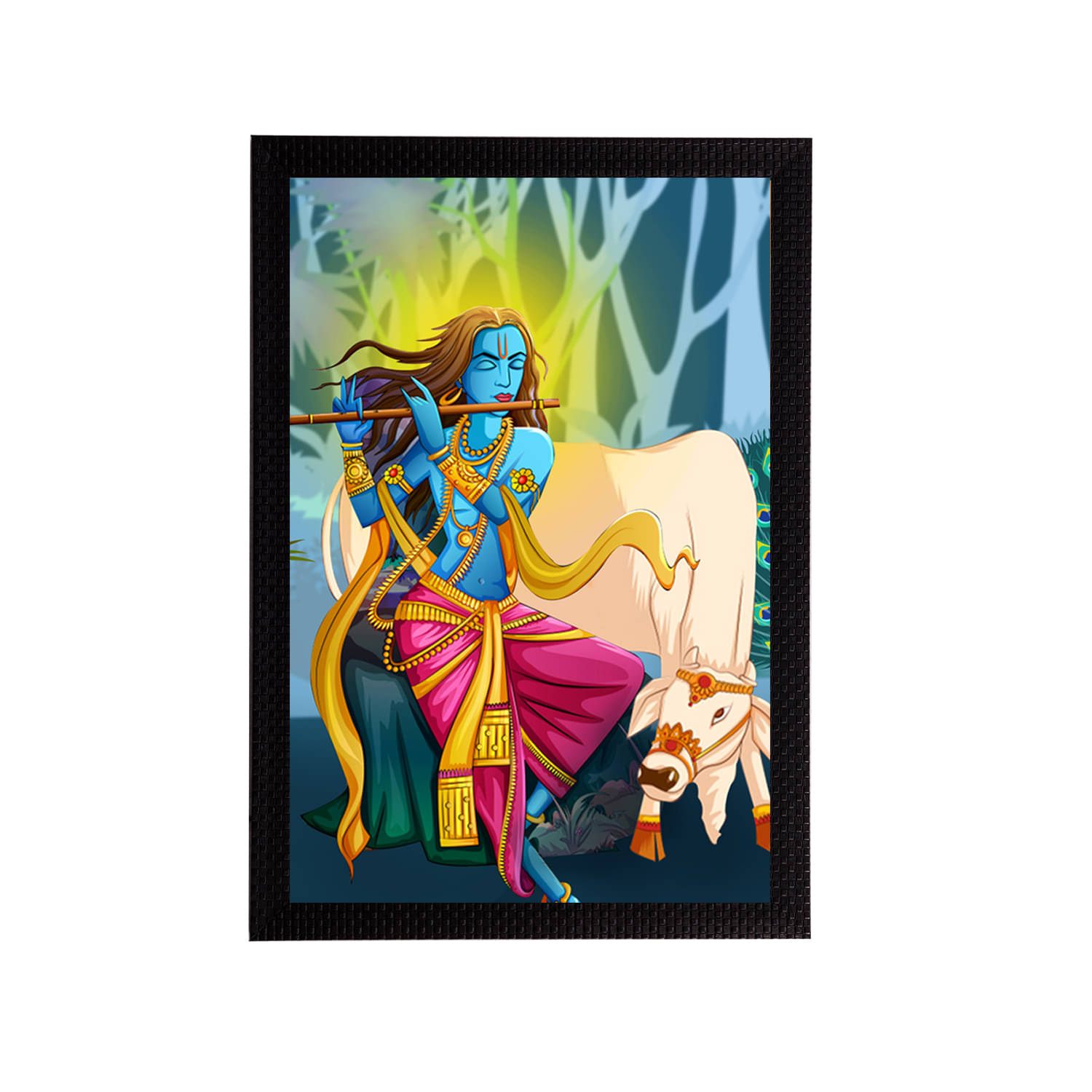     			eCraftIndia Lord Krishna Satin Matt Texture UV Art Painting