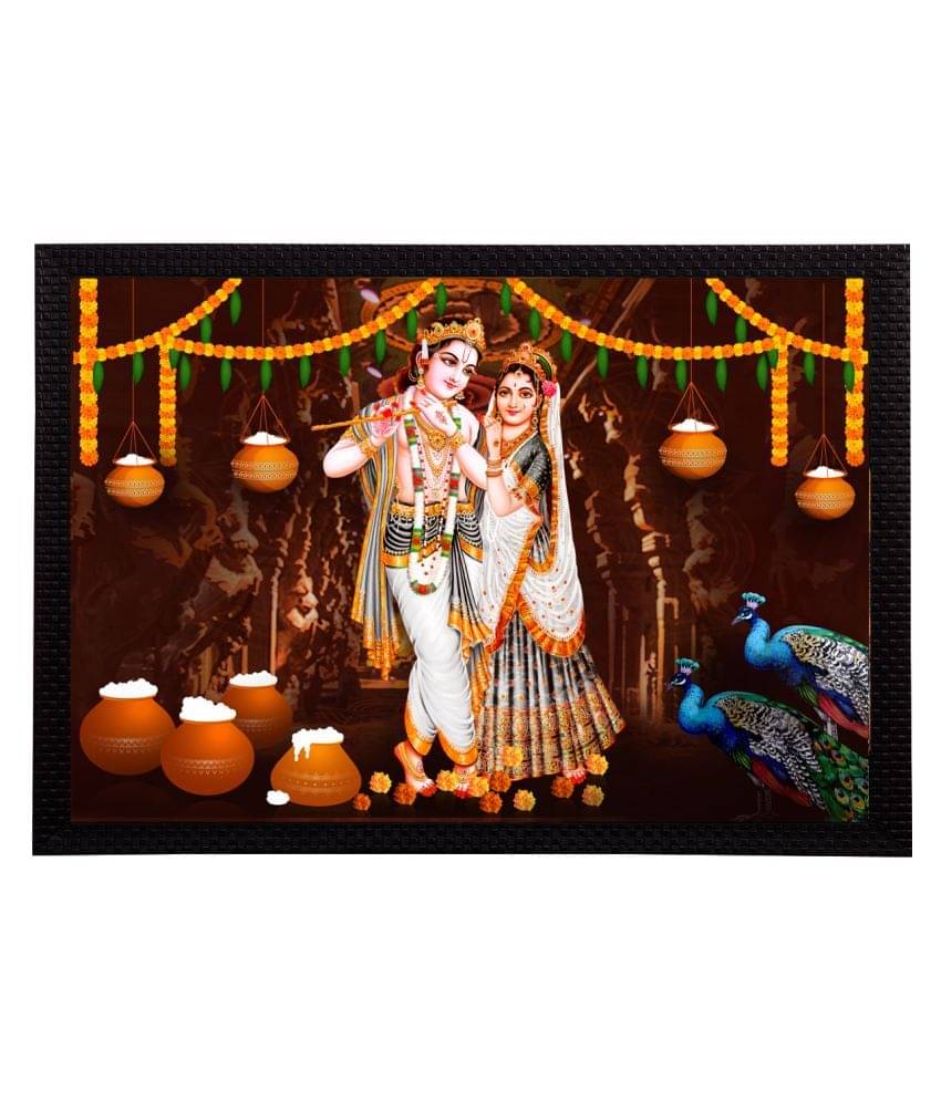     			eCraftIndia Lord Krishna Satin Matt Texture UV Art Painting