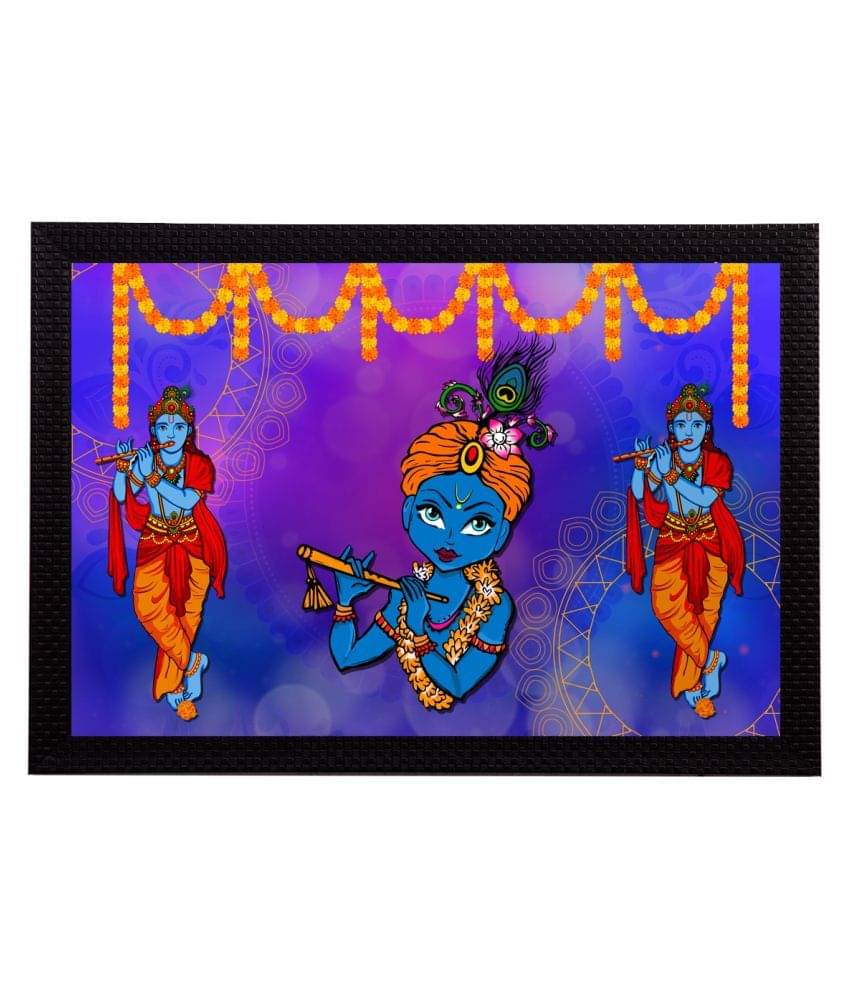     			eCraftIndia Lord Krishna Satin Matt Texture UV Art Painting