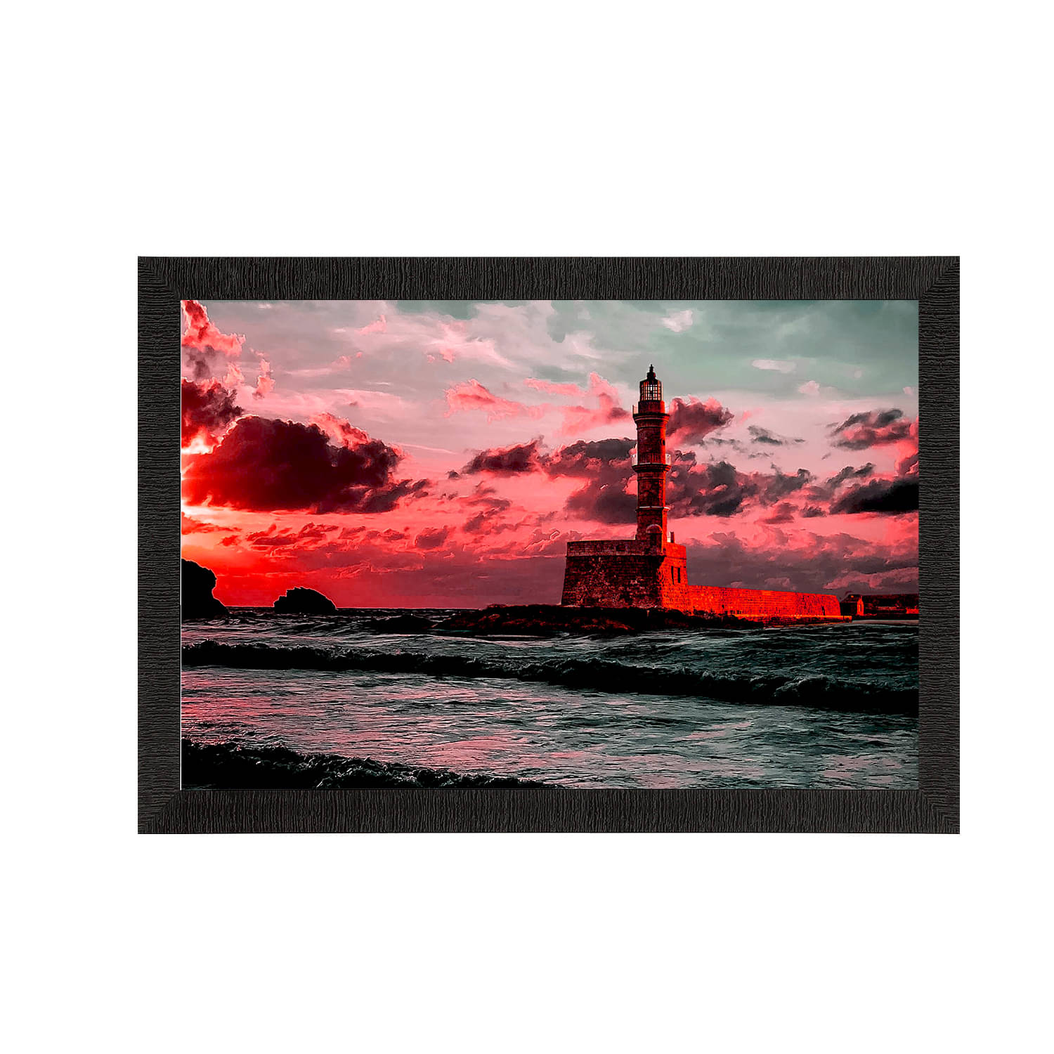     			eCraftIndia Multicoloured Seaside Lighthouse Scenic View Satin Matt Texture Art Painting