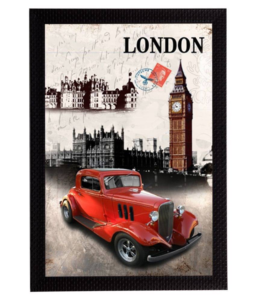     			eCraftIndia Red Antique Car Satin Matt Texture UV Art Painting