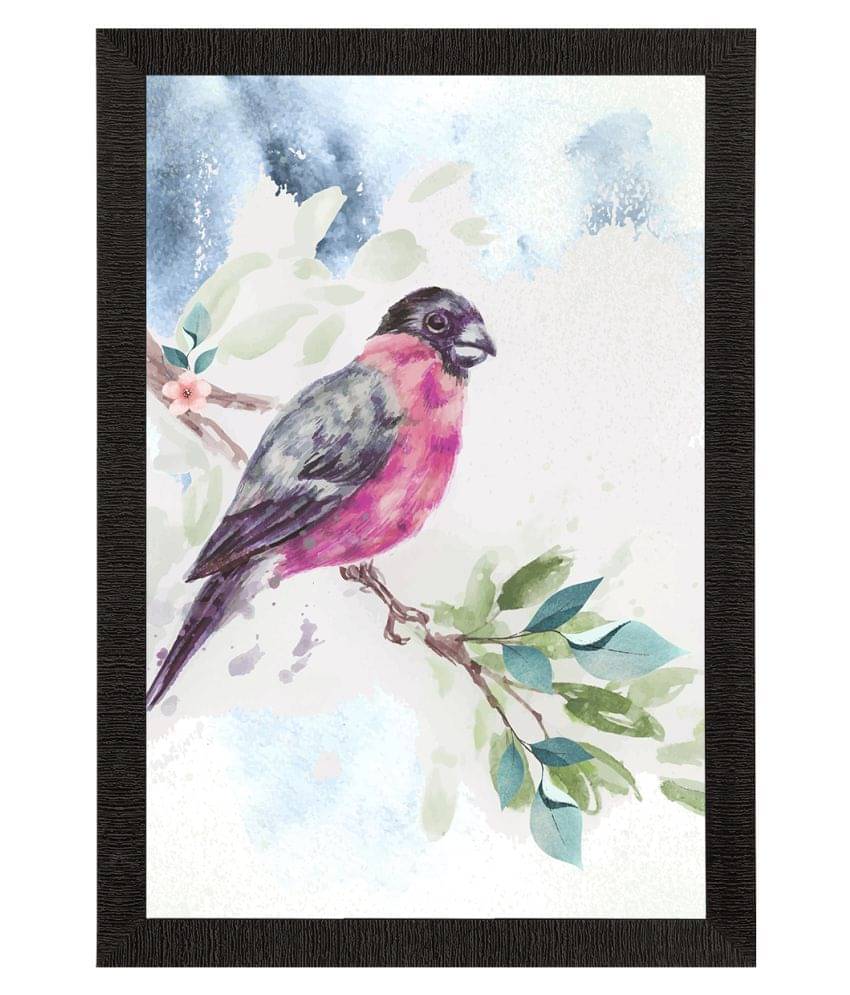     			eCraftIndia Colorful Bird Sitting on Tree Branch Satin Matt Texture UV Art Painting