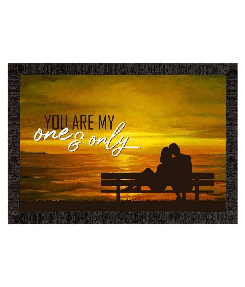     			eCraftIndia Yellow & Black Love Theme Quote Satin Matt Texture UV Art Painting