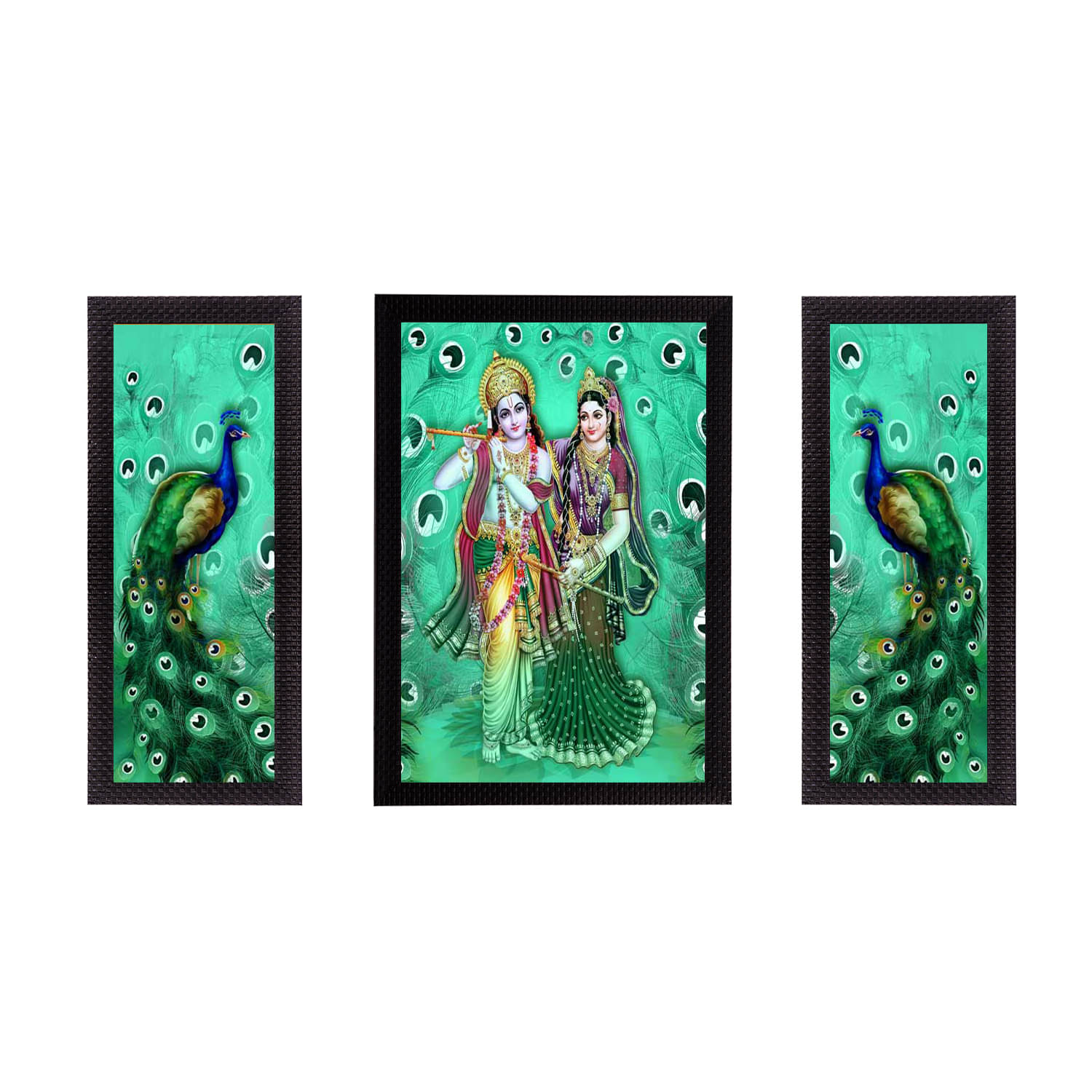 eCraftIndia Set of 3 Multicoloured Radha Krishna UV Wall Art eCraftIndia Set of 3 Multicoloured Radha Krishna UV Wall Art