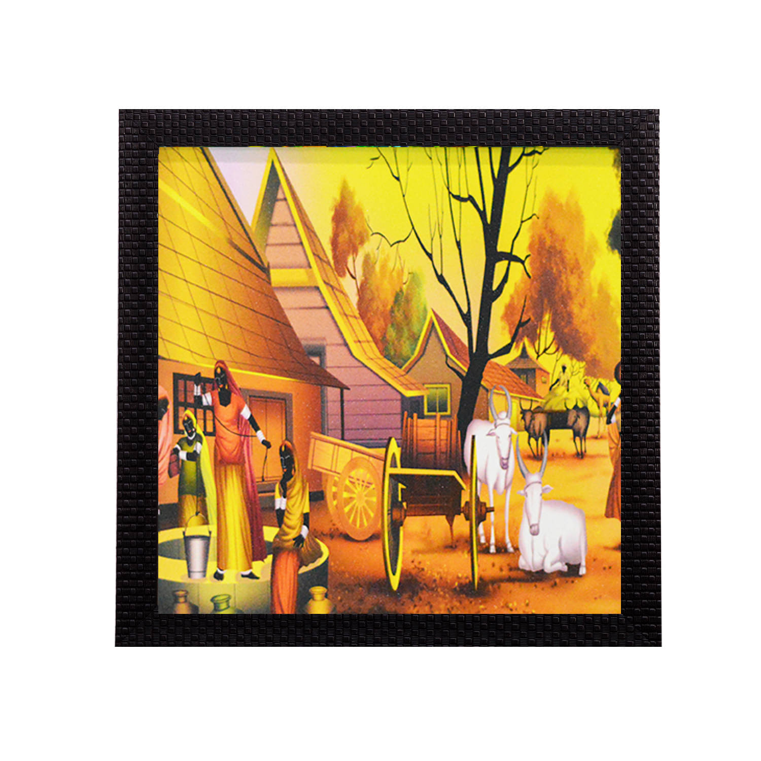     			eCraftIndia Multicoloured Village View UV Wall Art