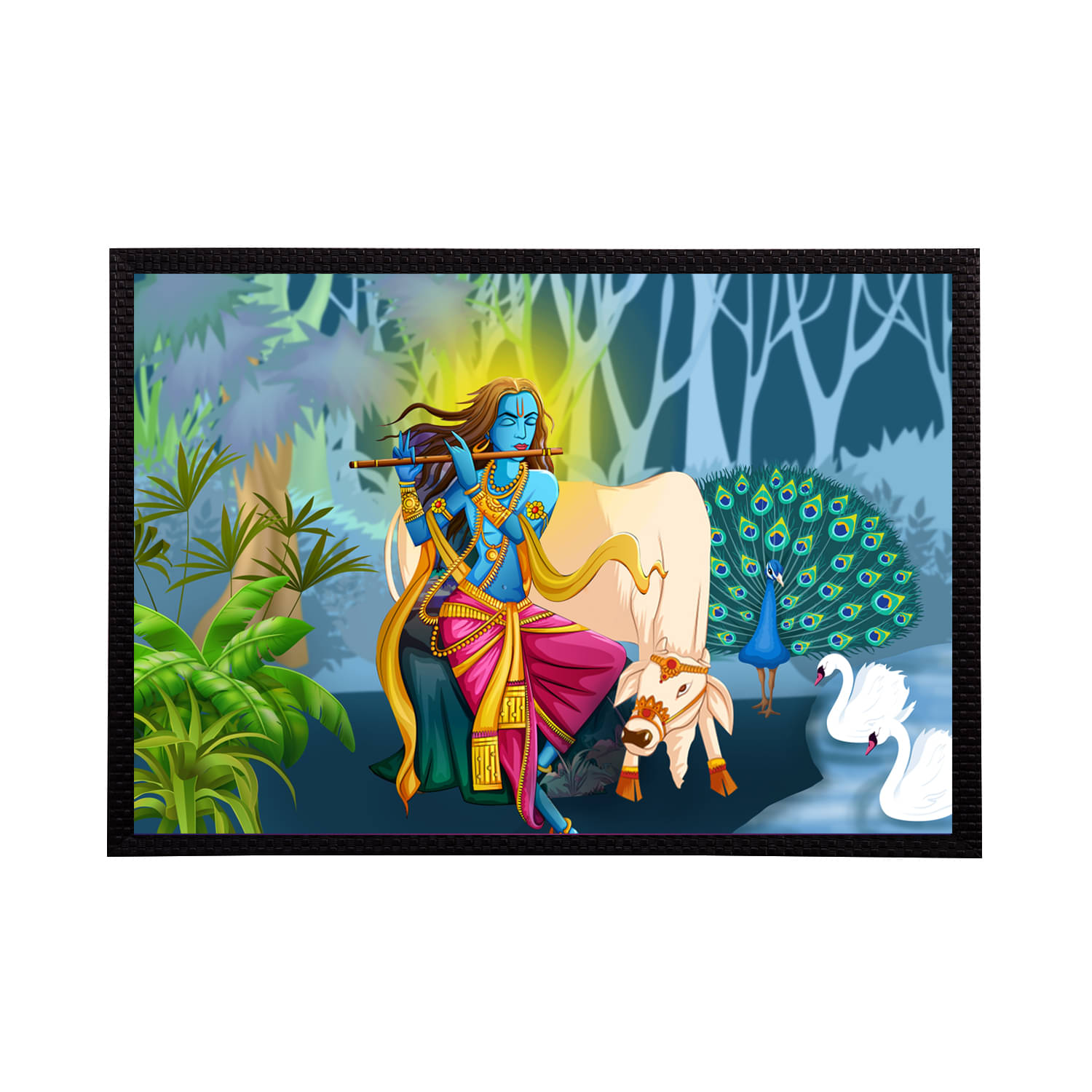     			eCraftIndia Lord Krishna Satin Matt Texture UV Art Painting