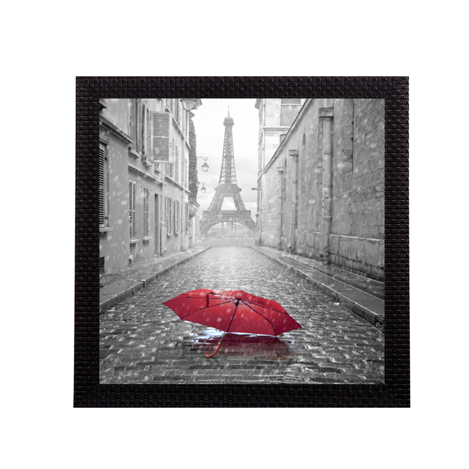     			eCraftIndia Grey & Red Eiffel Tower Design Satin Matt Texture UV Wall Art