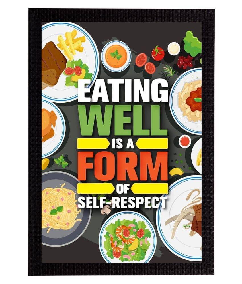 eCraftIndia White & Green "Eating Well Is A Form Of Self-Respect" Motivational Quote Matt Texture UV Art Painting     			eCraftIndia White & Green "Eating Well Is A Form Of Self-Respect" Motivational Quote Matt Texture UV Art Painting