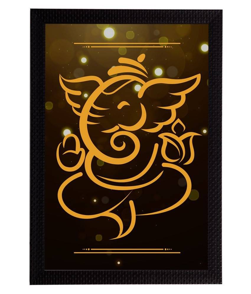 eCraftIndia Gold-Toned & Black Lord Ganesha Satin Matt Textured UV Wall Art     			eCraftIndia Gold-Toned & Black Lord Ganesha Satin Matt Textured UV Wall Art