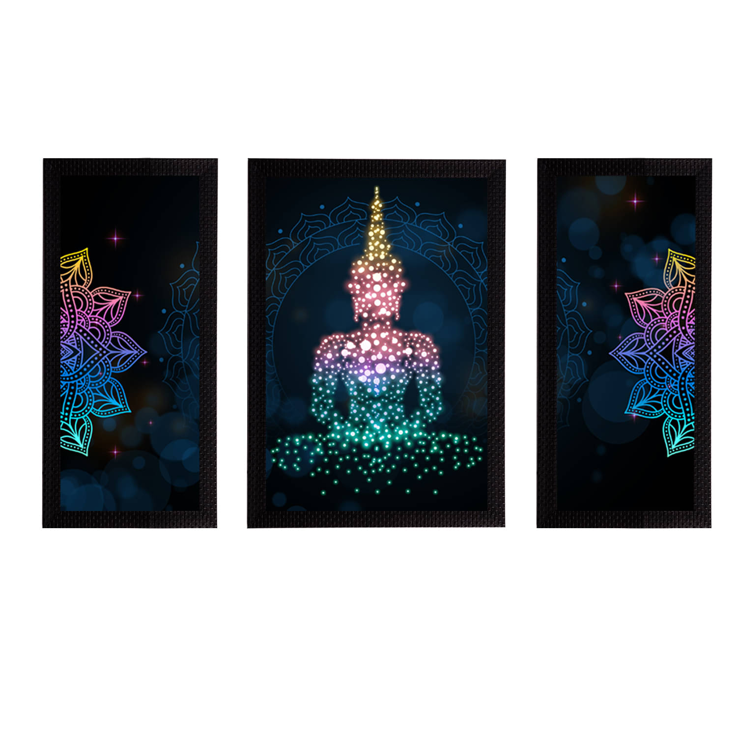 eCraftIndia Set of 3 Black & Blue Meditating Lord Buddha Satin Matt Textured UV Art Paintings eCraftIndia Set of 3 Black & Blue Meditating Lord Buddha Satin Matt Textured UV Art Paintings