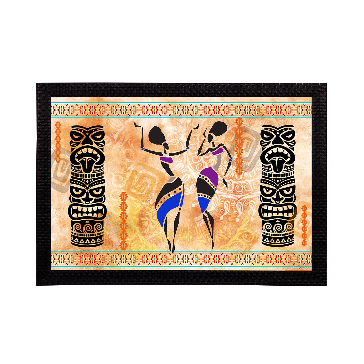 eCraftIndia Orange & Black Tribal Theme Satin Matt Texture UV Art Painting eCraftIndia Orange & Black Tribal Theme Satin Matt Texture UV Art Painting