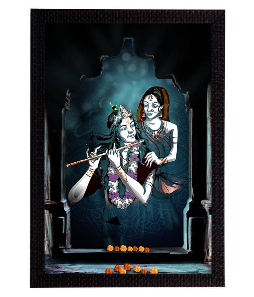     			eCraftIndia Lord Krishna Satin Matt Texture UV Art Painting