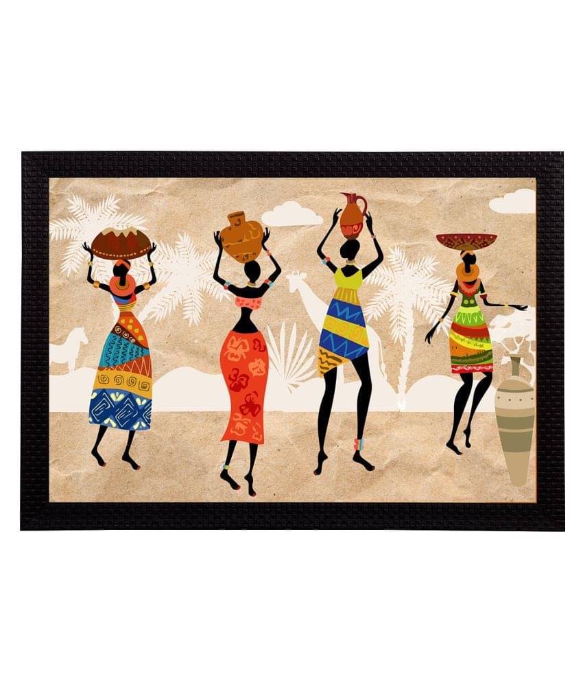 eCraftIndia Beige & Orange Tribal Theme Satin Matt Texture UV Art Painting eCraftIndia Beige & Orange Tribal Theme Satin Matt Texture UV Art Painting