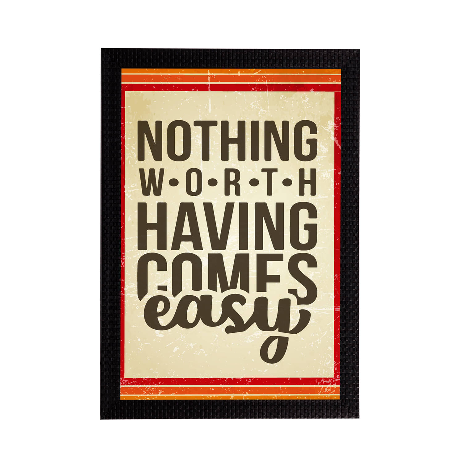 eCraftIndia Cream-Coloured Nothing Worth Having Comes Easy Satin Matt Texture UV Wall Art eCraftIndia Cream-Coloured Nothing Worth Having Comes Easy Satin Matt Texture UV Wall Art