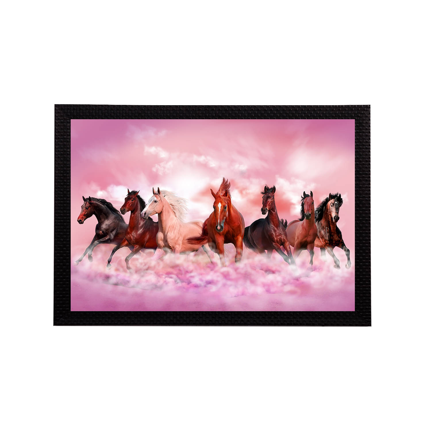     			eCraftIndia Multicoloured 7 Lucky Running Horses Satin Matt Texture UV Wall Art