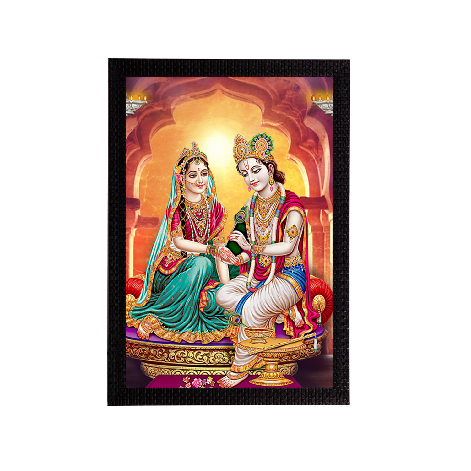     			eCraftIndia Lord Krishna Satin Matt Texture UV Art Painting