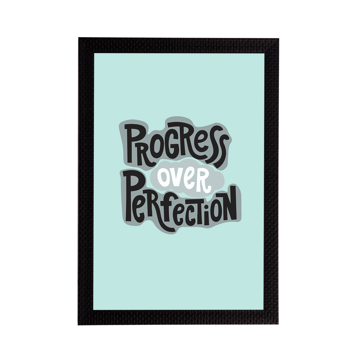 eCraftIndia Teal-Blue & Black "Progress Over Perfection "Motivational Quote Satin Matt Texture UV Art Painting     			eCraftIndia Teal-Blue & Black "Progress Over Perfection "Motivational Quote Satin Matt Texture UV Art Painting