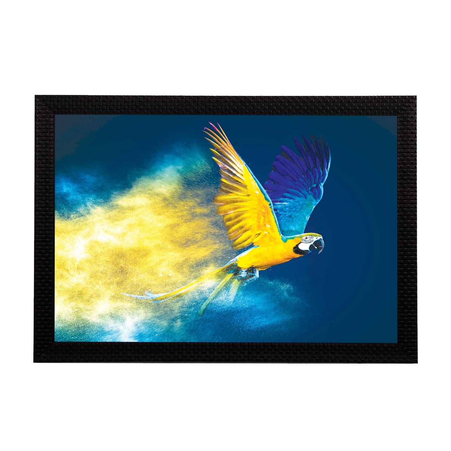     			eCraftIndia Blue & Yellow Macaw UV Wall Art